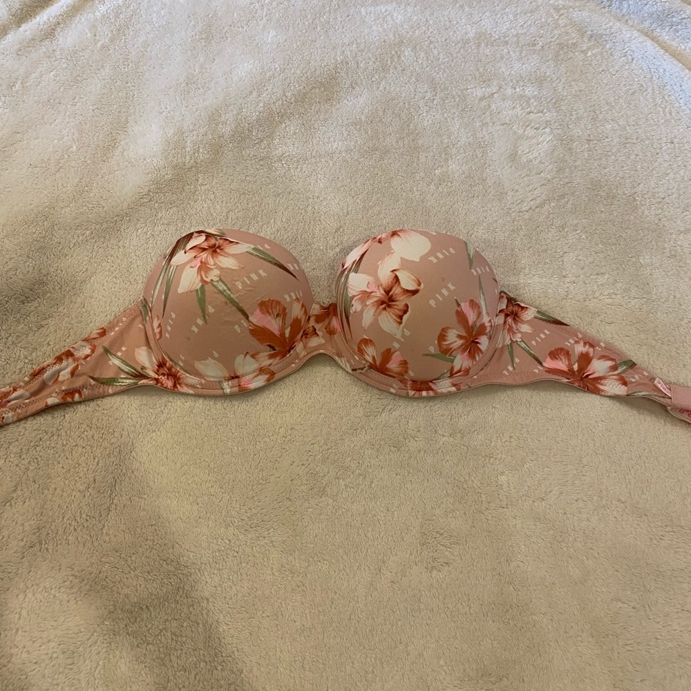 VS pink strapless bra